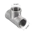 thumbnail image 2 of Unique Bargains 3/4 NPT Female Thread Tee Pipe Fitting Hose Adapter 304 Stainless Steel, 2 of 5