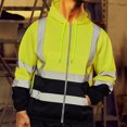 thumbnail image 2 of Mens Road Work High Anime Hoodies Visibilitypullover Long Sleeve Hooded Flannel Hoodies Sweatshirt Tops Blouse, 2 of 6