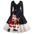 thumbnail image 2 of CEHVOM Robe Vintage pour Femmes Automne Hiver à Manches Longues de Noël à Col en V des Années 1950 Ménagère Soirée Fête Bal, 2 of 8