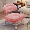 thumbnail image 1 of Swivel Backrest Stool with Wheels, Compact Round Seat for Home/Office, Ergonomic Support, Pink, 1 of 9