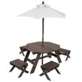 thumbnail image 1 of Ensemble de tabourets, parasol et table octogonale de bois - brun ours et beige, 1 of 7