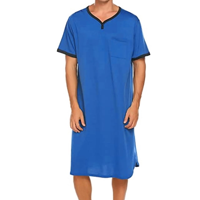 Dvkptbk Chemise de Nuit Décontractée pour Homme à Manches Courtes, Longue, Col en V, Blouse, Hauts, Chemise, en Liquidation