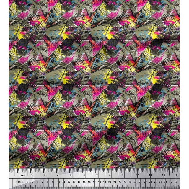 Soimoi Cotton Voile Fabric Animal Skin Abstract Printed Fabric 1 Yard 42 Inch Wide