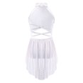 thumbnail image 2 of Raenseen Robe de Danse Ballet Jazz pour Filles, Justaucorps de Patinage Artistique, Strass Brillants, Robe de Bal Sans Manches, Blanc 10, 2 of 5