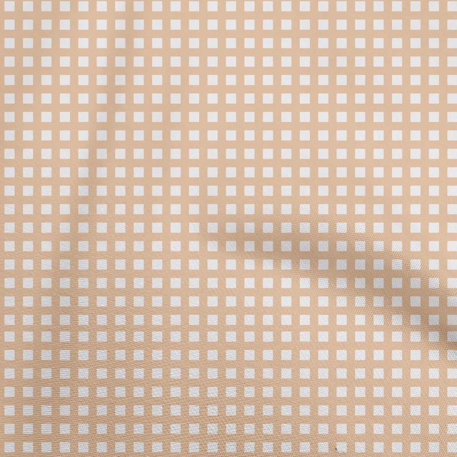 oneOone Polyester Spandex Light Peach Fabric Check Craft Projects Decor Fabric Printed By The Yard 56 Inch Wide