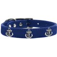 thumbnail image 1 of Silver Anchor Widget Genuine Leather Dog Collar Blue 26, 1 of 1