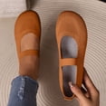 thumbnail image 2 of WRKEKC Womens Shoes Solid Color Round Toe Knit Fabric Breathable Low Cut Slip On Soft Sole Flat Outdoor Work Shoes, 2 of 9