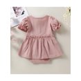 thumbnail image 4 of Xingqing Barboteuse-Robe pour Bébés Filles, Vêtements d'Été, Uni, Manches Courtes, Boutons, Volants, Combinaison, Cache-Couche, 4 of 7