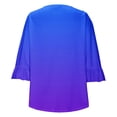 thumbnail image 4 of Plebaso Womens Summer Tops Ruffle 3/4 Length Sleeve Round Neck Shirts Pleated Casual Loose Tunic Blouses, 4 of 6