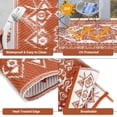 thumbnail image 3 of Tapis Extérieur Réversible – Grande Paille Plastique Imperméable – Résistant aux UV – Tapis de Patio à Médaillon – Terrasse, Véranda, Jardin, Camping et VR – Terre Cuite Orange/blanc, 9x12 Pieds (274x360cm), USA, 3 of 8