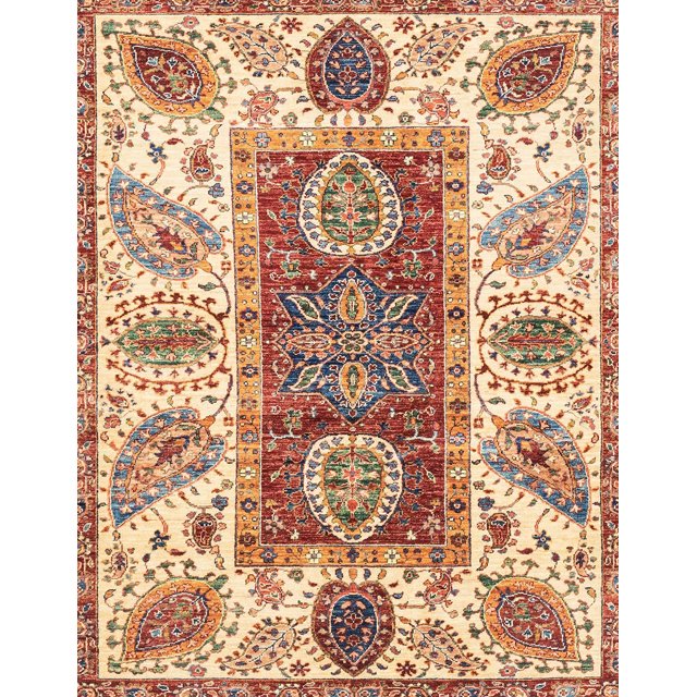 Ahgly Company Tapis Rectangulaire Abstrait Rouge Châtaigne, 4 Pieds x 6 Pieds