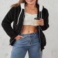 thumbnail image 4 of Womens Full Zip Up Sherpa Hoodie Fuzzy Fleece Jacket Oversized Fluffy Coat with Pockets, 4 of 9