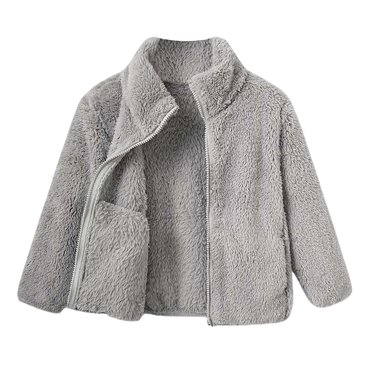 ShomPort Fleece Coat for Girls Mock Neck Long Sleeve Zip Up Fall Winter Warm Outwear with Pocket Solid Color Thick Daily Jackets