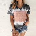 thumbnail image 1 of DPTALR T-Shirt à Col Ras du Cou pour Femmes à Blocs de Couleur avec Lien - Patchwork T-Shirt Décontracté Hauts (P-5TG), 1 of 6