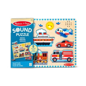 Melissa & Doug Puzzle sonore des animaux de ferme - Puzzle en bois avec effets sonores (8 Pcs)