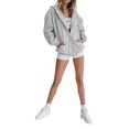 thumbnail image 4 of Faithtur Women Loose Style Coat Solid Color Zipper Open Front Hooded Jacket, 4 of 8