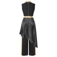 thumbnail image 2 of dPois Robe de Danse de Louange pour Femmes Sans Manches Métallisée Ourlet Asymétrique Robe + Pantalon Ample Noir P, 2 of 7