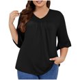 thumbnail image 4 of AherBiu Plus Size Tops for Women Ruffle 3/4 Length Sleeve Casual Blouses Summer Loose Flowy Comfy Tunic, 4 of 7
