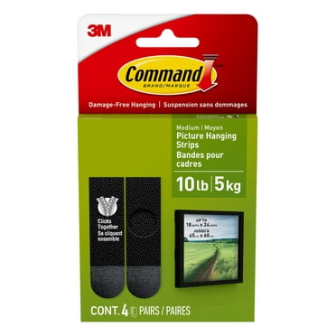 Command™ Picture Hanging Strips 17201BLK-C, Black, Medium, 4 Strips Per Pack