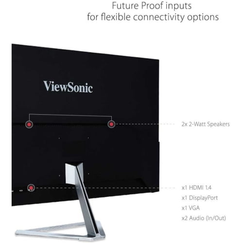 ViewSonic 32" 1080p Frameless Widescreen IPS Monitor with Screen Split Capability HDMI and DisplayPort, 1920x1080, Silver, VX3276-MHD