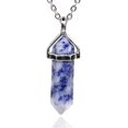 thumbnail image 1 of Angelstones Pendentif Collier Reiki Chakra Hexagonal à Pointe Pointue en Jaspe à Tache Bleue 20 Pouces, 1 of 3