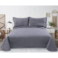 thumbnail image 2 of Marina Decoration Solid Embossed Pinsonic Coverlet Bedspread Bedding Ultra Soft Summer Quilt Set with Shams, Grey Color, 2 of 7