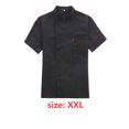 thumbnail image 4 of Chef Coat Short Sleeve with Buttons Pockets Cook Jacket Chic Cooking Work Wear Uniform Costume for Restaurant Hotel Cafe Kitchen Black XXL, 4 of 6