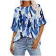 thumbnail image 1 of Pisexur Hauts d'Été pour Femmes Mode Décontractée Manches Courtes Col Rond T-Shirts Confortables Amples Surdimensionnés Imprimé Floral Blouses Hauts Mode T-Shirts Imprimés Graphiques Grande Taille Tops de Sortie S-5TG, 1 of 7