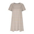thumbnail image 4 of FcBaudy Robe à Manches Courtes à Col Rond Longueur Genou, Robes d'Été pour Femmes Robe T-Shirt d'Été Décontractée pour Femmes Tunique Ample à Manches Courtes avec Poches pour Femme Jupe Imitation Coton, 4 of 5