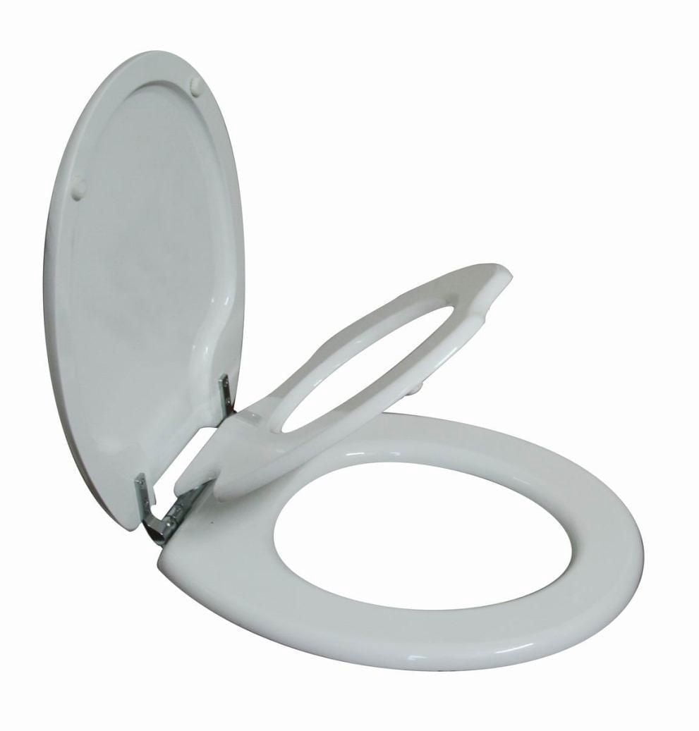 Siège de toilette rond 2-en-1 TinyHiney à charnière chromée avec couvercle qui ferme délicatement pour enfants et adultes de TopSeat