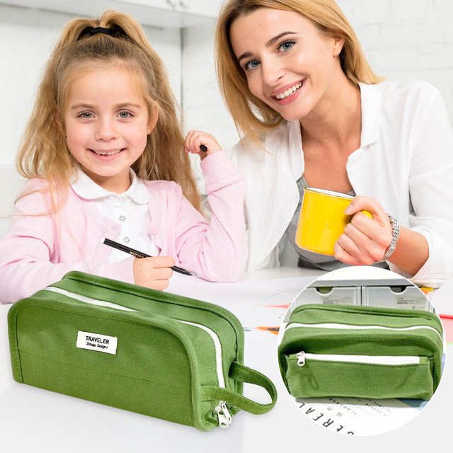 Trousse À Crayons En Toile,Grande Capacité,Rangement Vertical,Pour Filles Et Garçons,École Primaire,Compartiments Multiples,Design Élégant,Fournitures Scolaires,Accès Facile