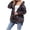 Navy, variant on WEAIXIMIUNG V Neck T Shirts for Women Plus Size Sexy Women's Lightweight Flannel Plaid Button Down Shirts Oversized Long Sleeve Shacket Jacket Tops