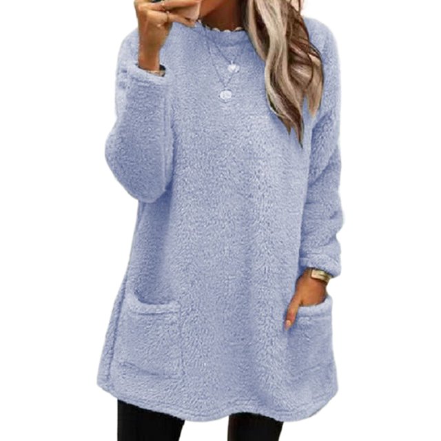 LUXUR T-Shirt en Molleton Doux pour Femmes, Ample, Lavande Violet TG