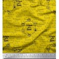 thumbnail image 1 of Soimoi Yellow Moss Georgette Fabric To Travel Is To Live Text Print Fabric by Yard 42 Inch Wide, 1 of 2