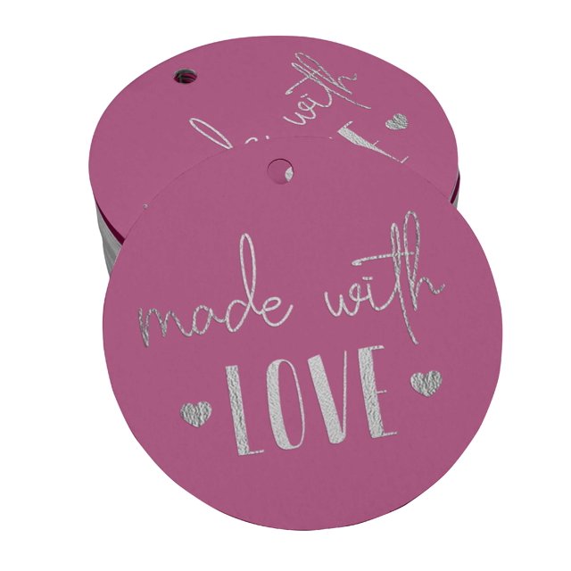 Inkdotpot Silver Foil Paper Hang Tags Made With Love Text Favor Tags 50 Pieces