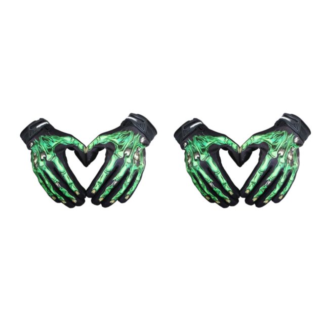 Decodeary Lightweight And Shockproof Skeleton Riding Gloves For Autumn Winter Breathable And Comfortable Durable Waterproof green XS(kid) 2Set