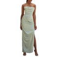 thumbnail image 1 of Kmbangi Robe Enveloppante pour Femmes, Sans Manches Épaules Dénudées Couleur Unie Plissée Printemps Automne Été Robe de Club Décontractée, 1 of 6