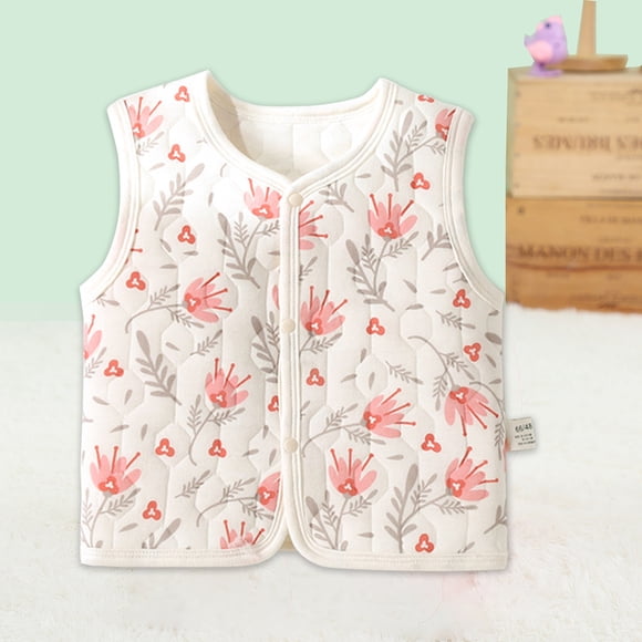 Dvkptbk Baby Toddler Girls Boys Cotton Vest Three-layer Inner Quilted Sleeveless Top Soft Waistcoat Sleeveless Jacket Lightweight Vests 3 Month-3 Years