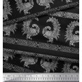 thumbnail image 2 of Soimoi Satin Silk Fabric Peacock Block Printed Fabric 1 Yard 42 Inch Wide, 2 of 3