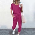 thumbnail image 2 of Yuyuzo Womens Workout Sets 2 Piece Short Sleeve Crew Neck T-Shirts Drawstring Jogger Pants with Pockets, 2 of 5