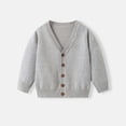 thumbnail image 1 of Cowsor Kids Cardigan Sweater Winter Warm V Neck Cotton Knit Sweaters Fall Fashion Long Sleeve Open Front Button Down Tops, 1 of 7