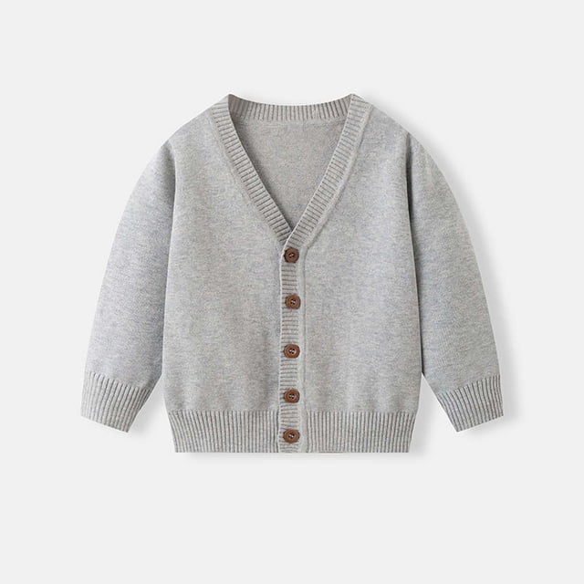 Cowsor Kids Cardigan Sweater Winter Warm V Neck Cotton Knit Sweaters Fall Fashion Long Sleeve Open Front Button Down Tops