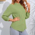 thumbnail image 2 of Yuyuzo Womens Shirts Long Sleeve Button down V Neck Solid Color Basic Fall Going out Tops for Women Blouse, 2 of 4