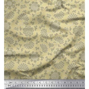 Soimoi Cotton Duck Fabric Flower Artistic Print Fabric by the Yard 42 Inch Wide