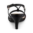 thumbnail image 2 of BLISSFUL STEP Women's Shoes Strappy Slingback Kitten Heel Sandals Black 6, 2 of 8