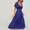 thumbnail image 5 of Robes pour Femmes 2024 Été Surdimensionnée Unie Taille Haute Manches Bouffantes Robe à Taille Enveloppée Rabais de 50 % Liquidation!, 5 of 5