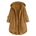 thumbnail image 1 of Kcodviy Women's Solid Color Casual Plus Size Lightweight Fleece Jacket Zipper Hooded Long Coat Oversized Fleece Jacket, 1 of 5