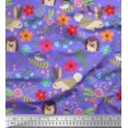 thumbnail image 1 of Soimoi Tissu en Voile de Coton à Motifs Floraux, Imprimés de Dessins Animés Rabbit & Porcupine au Mètre, 56 Pouces de Large, 1 of 3