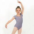 thumbnail image 4 of Girls' Solid Color Short Sleeved Round Neck Dance Practice Uniform Children's Jumpsuit in Medium and Large, 4 of 6