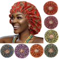 thumbnail image 3 of Cap Large Sleep Hat Women African Floral Print Satin Sleep Bath Caps Hair Care Bonnet Hats Head Wrap, 3 of 6